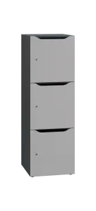 DOMINOU 33 úložná skříň 3-boxová, 1367x450x400 mm, korpus antracit, dvířka šedá